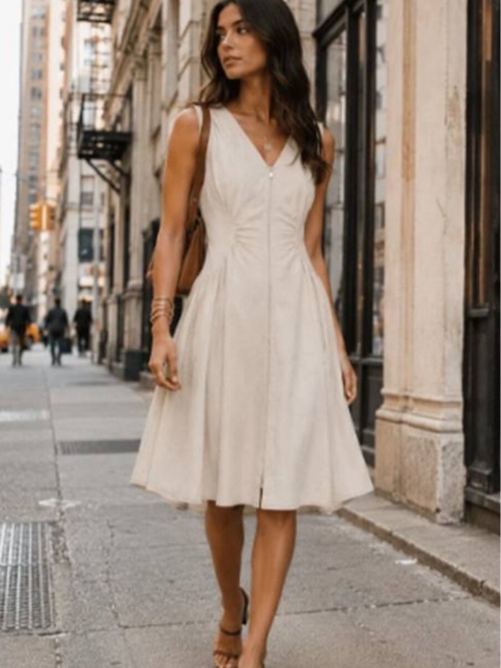 Candescent Fit & Flare Linen Blend Dress S